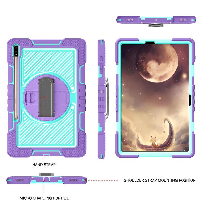 For Samsung Galaxy Tab A7 Lite 360 Degree Rotation Contrast Color Silicone + PC Tablet Case(Black)