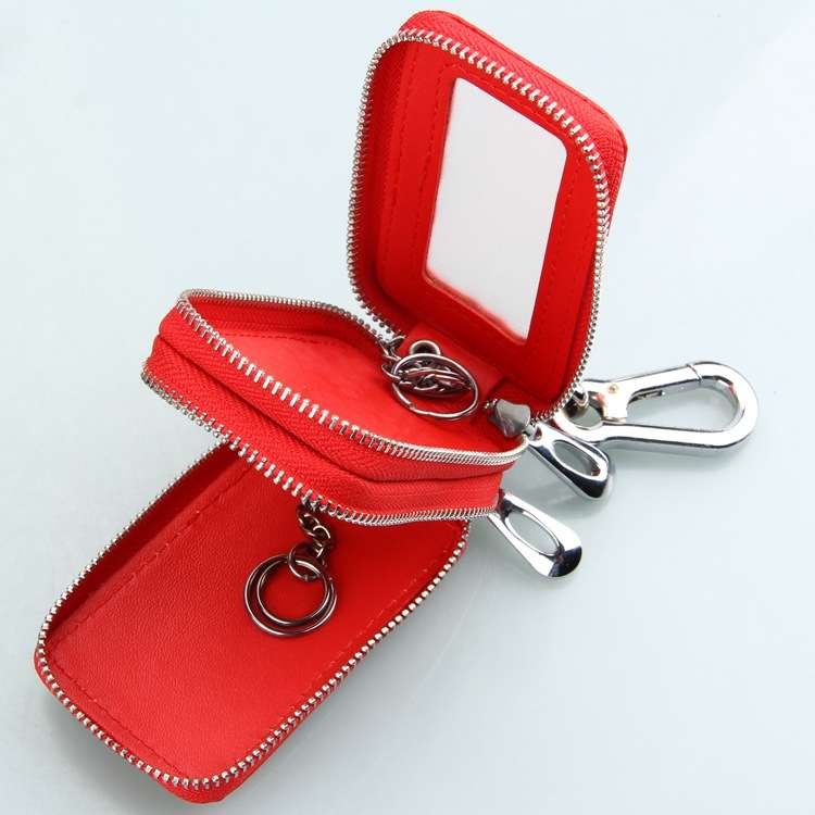 9075 Universal Crocodile Texture Genuine Leather Double Zipper Car Key Case(Yellow)