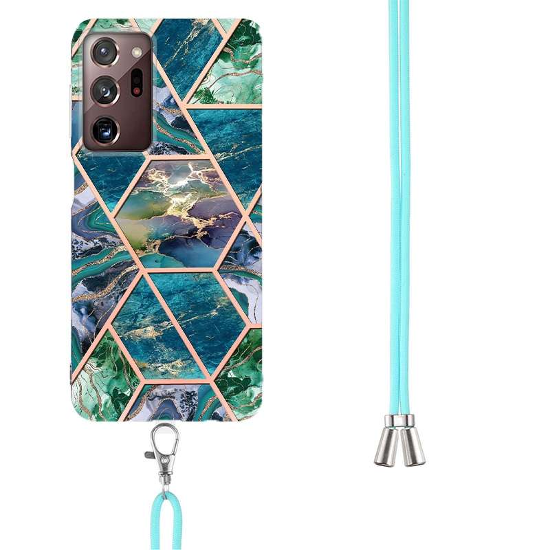 For OPPO A74 5G / A93 5G / A54 5G / A93s 5G Splicing Marble Flower Pattern TPU Phone Case with Lanya