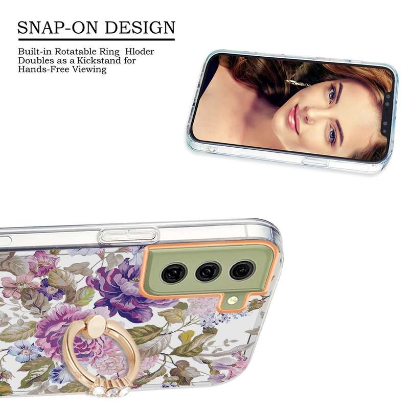 For Samsung Galaxy A73 5G Ring IMD Flowers TPU Phone Case(Purple Peony)