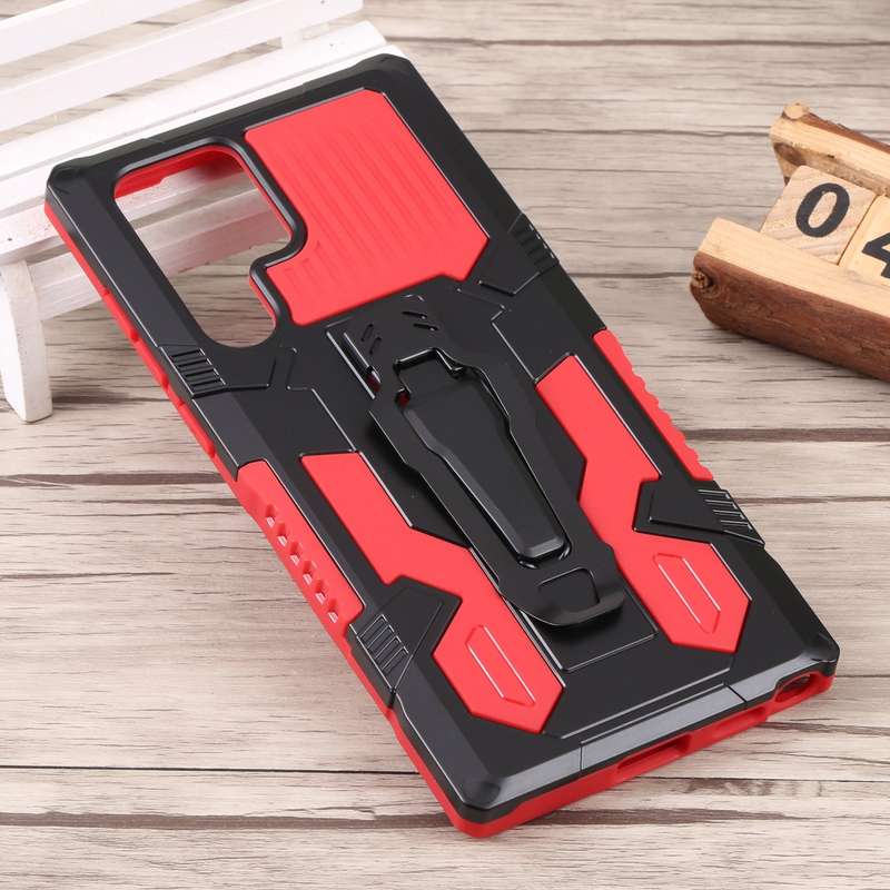 For Samsung Galaxy S22 Ultra 5G Lanyard Mecha Armor Kickstand PC + TPU Phone Case(Black)
