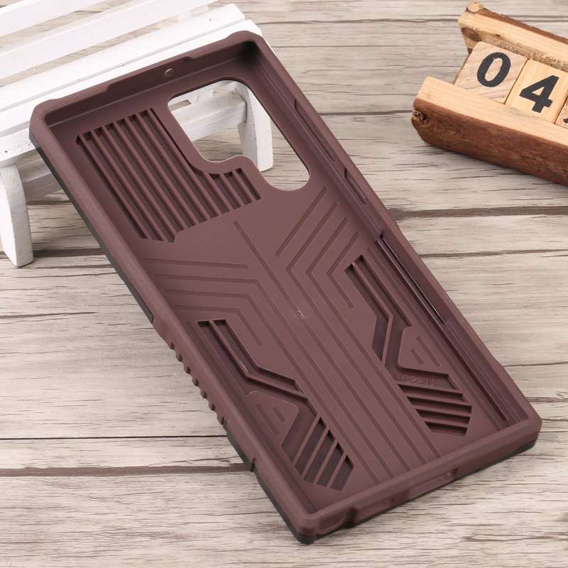 For Samsung Galaxy S22 Ultra 5G Lanyard Mecha Armor Kickstand PC + TPU Phone Case(Black)