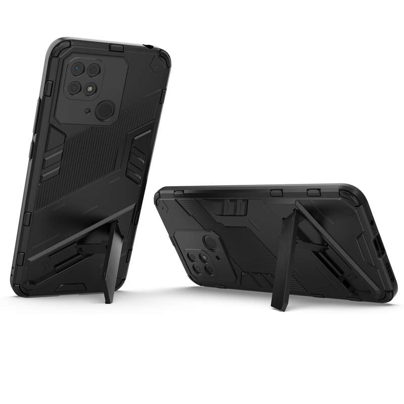 For Xiaomi Redmi 10C 4G Punk Armor PC + TPU Phone Case with Holder(Black)