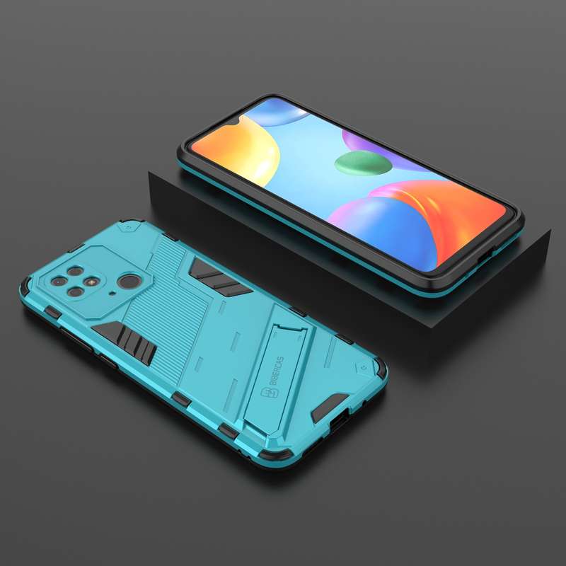 For vivo Y15s / Y15a Stereoscopic Holder Sliding Camshield Phone Case(Blue)