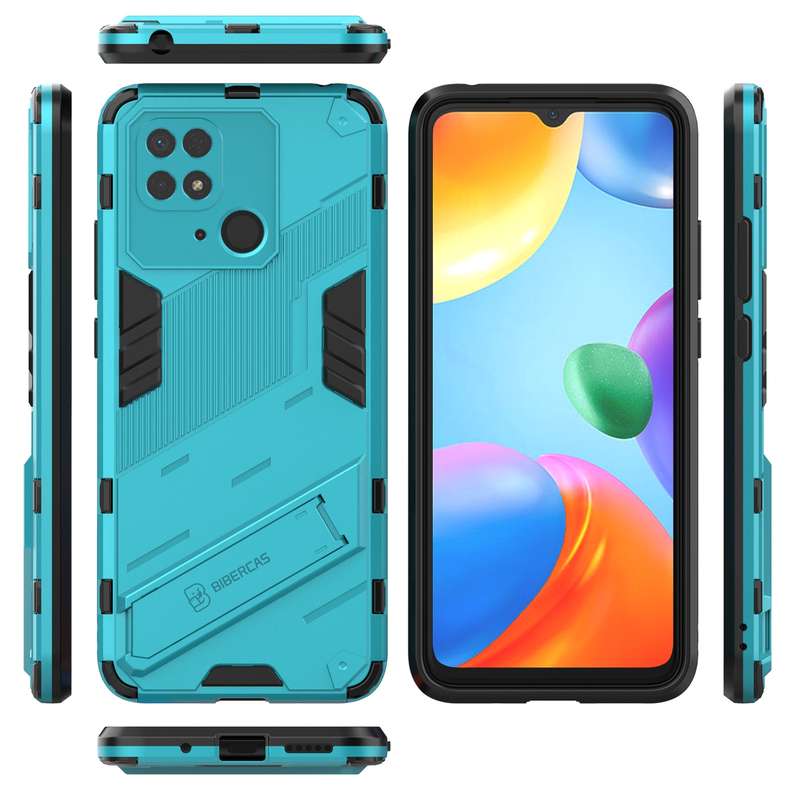 For vivo Y15s / Y15a Stereoscopic Holder Sliding Camshield Phone Case(Blue)