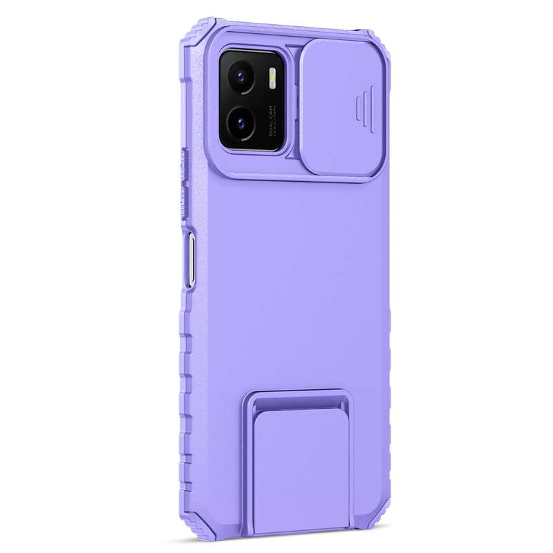 For vivo Y15s / Y15a Stereoscopic Holder Sliding Camshield Phone Case(Blue)