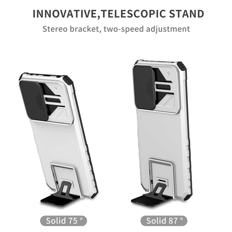 For Xiaomi Redmi Note 10 Pro 4G Stereoscopic Holder Sliding Camshield Phone Case(White)