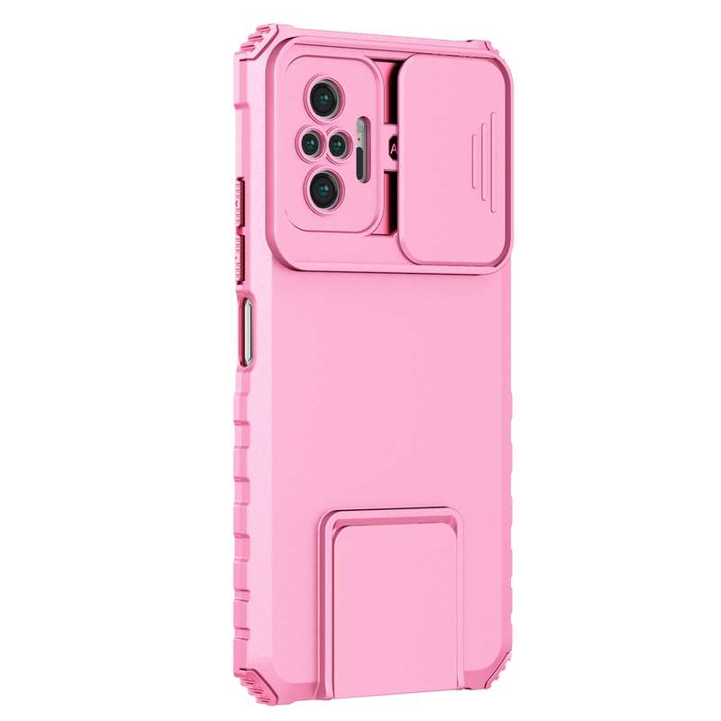 For Xiaomi Redmi Note 10 Pro 4G Stereoscopic Holder Sliding Camshield Phone Case(White)
