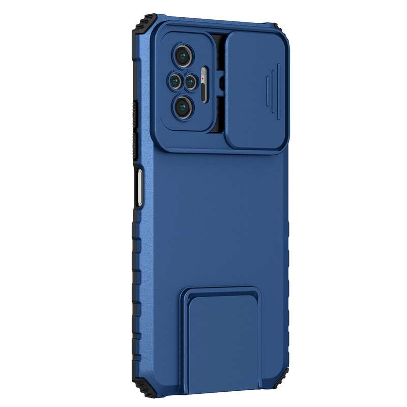 For Xiaomi Redmi Note 10 Pro 4G Stereoscopic Holder Sliding Camshield Phone Case(Green)