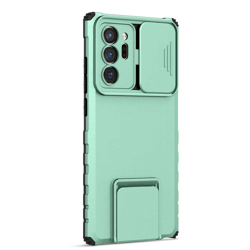 For Samsung Galaxy Note20 Ultra Stereoscopic Holder Sliding Camshield Phone Case(Black)