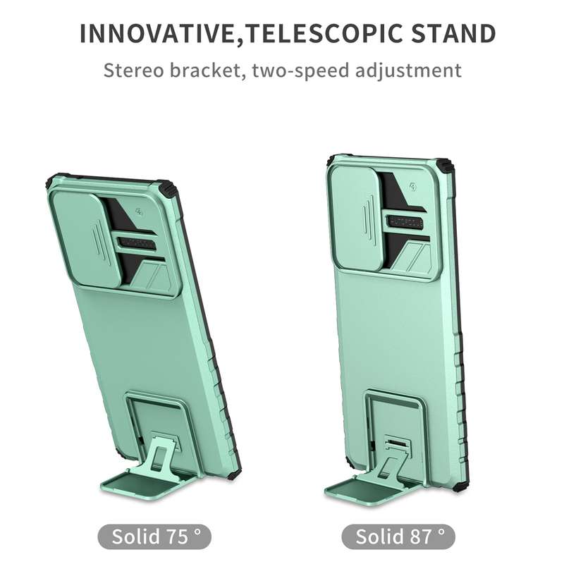 For Samsung Galaxy Note20 Ultra Stereoscopic Holder Sliding Camshield Phone Case(Black)