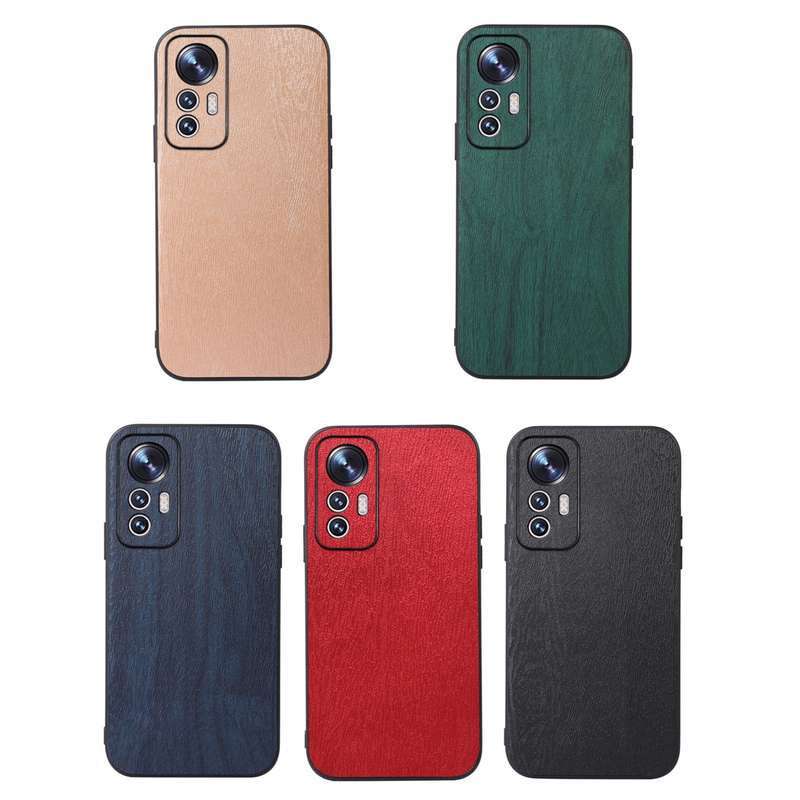 For Xiaomi 12 Lite Wood Texture PU Phone Case(Black)