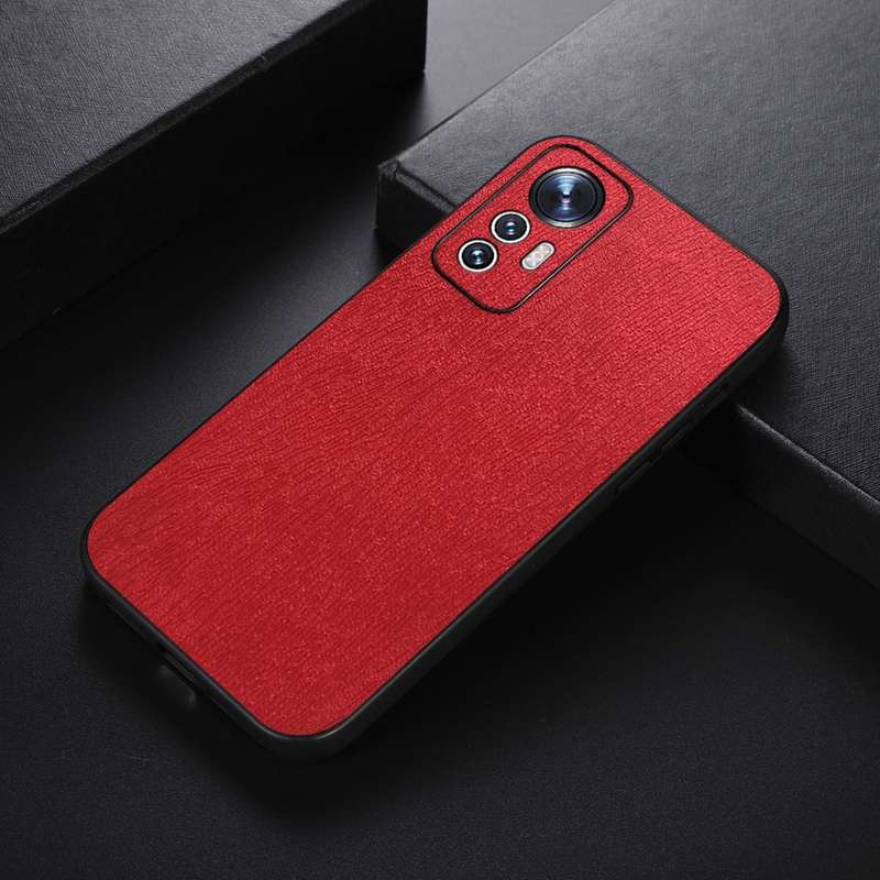 For Xiaomi 12 Lite Wood Texture PU Phone Case(Black)