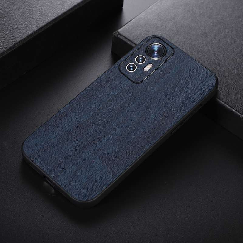 For Xiaomi 12 Lite Wood Texture PU Phone Case(Black)