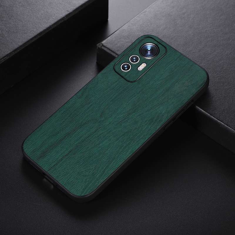 For Xiaomi 12 Lite Wood Texture PU Phone Case(Black)