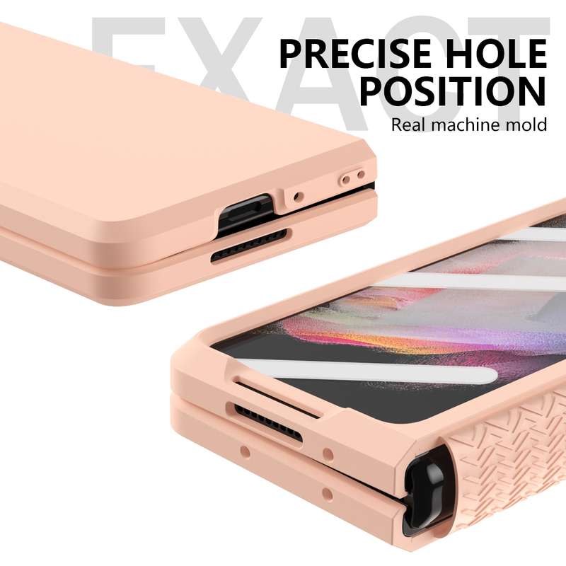 For Samsung Galaxy A73 5G Solid Color PC + TPU Protective Case with Holder & Card Slots(Rose Gold)