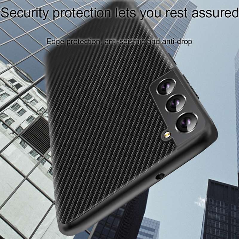For Samsung Galaxy S22+ 5G Ultra-thin Carbon Fiber Texture Printing Phone Case(Black)