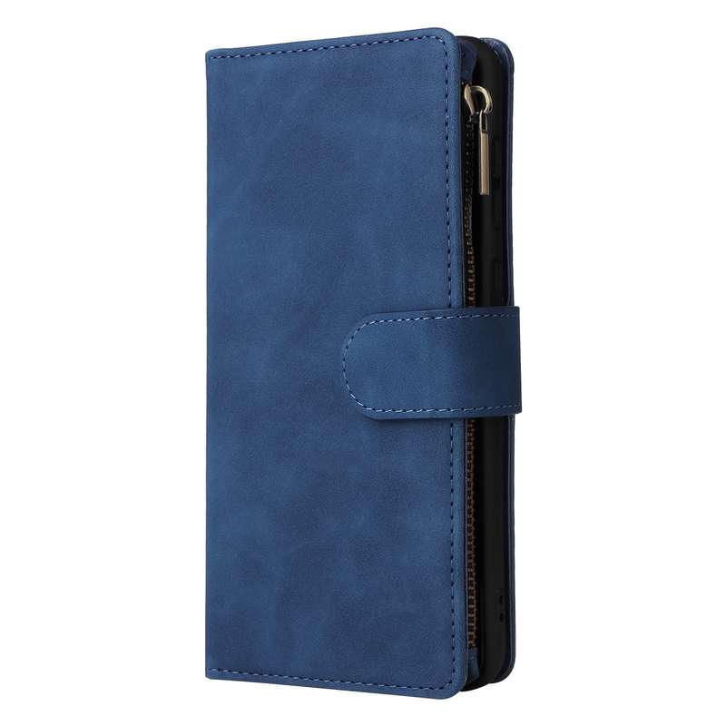 For Samsung Galaxy A33 5G Multifunctional Frosted Zipper Wallet Leather Phone Case(Blue)