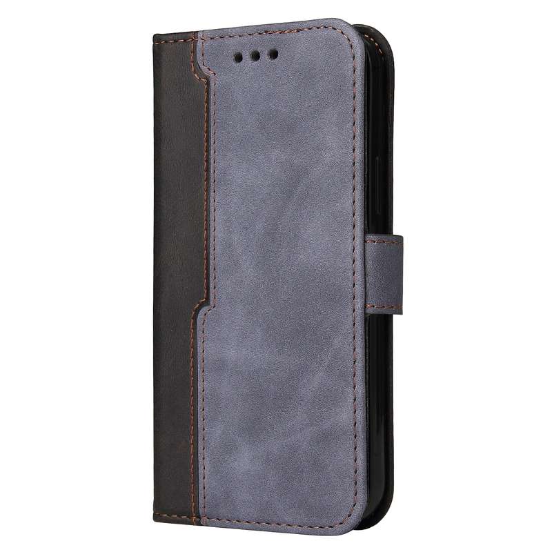 For OPPO Reno7 Z 5G / A96 5G Stitching-Color Flip Leather Phone Case(Blue)