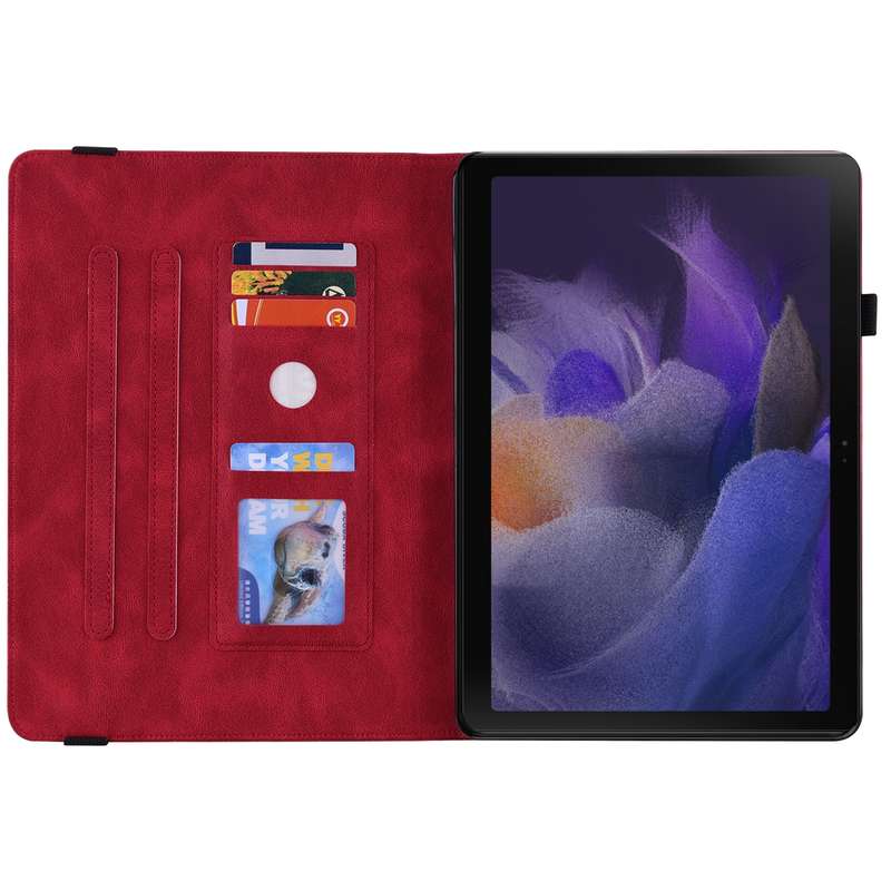For Samsung Galaxy Tab A8 10.5 2021 Butterfly Flower Embossed Leather Tablet Case(Purple)