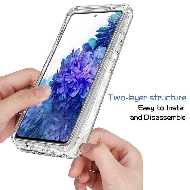 For Samsung Galaxy S20 FE PC+TPU Transparent Painted Phone Case(White Flower)