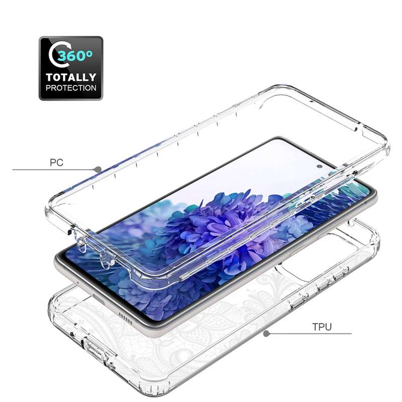 For Samsung Galaxy S20 FE PC+TPU Transparent Painted Phone Case(White Flower)