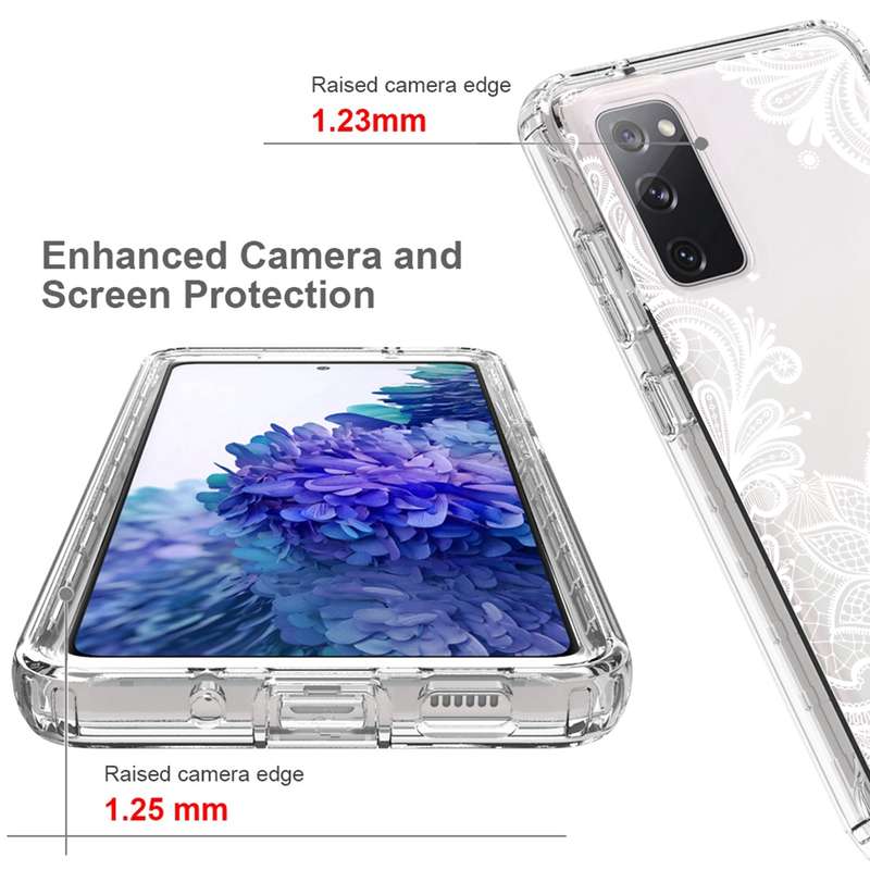 For Samsung Galaxy S20 FE PC+TPU Transparent Painted Phone Case(White Flower)