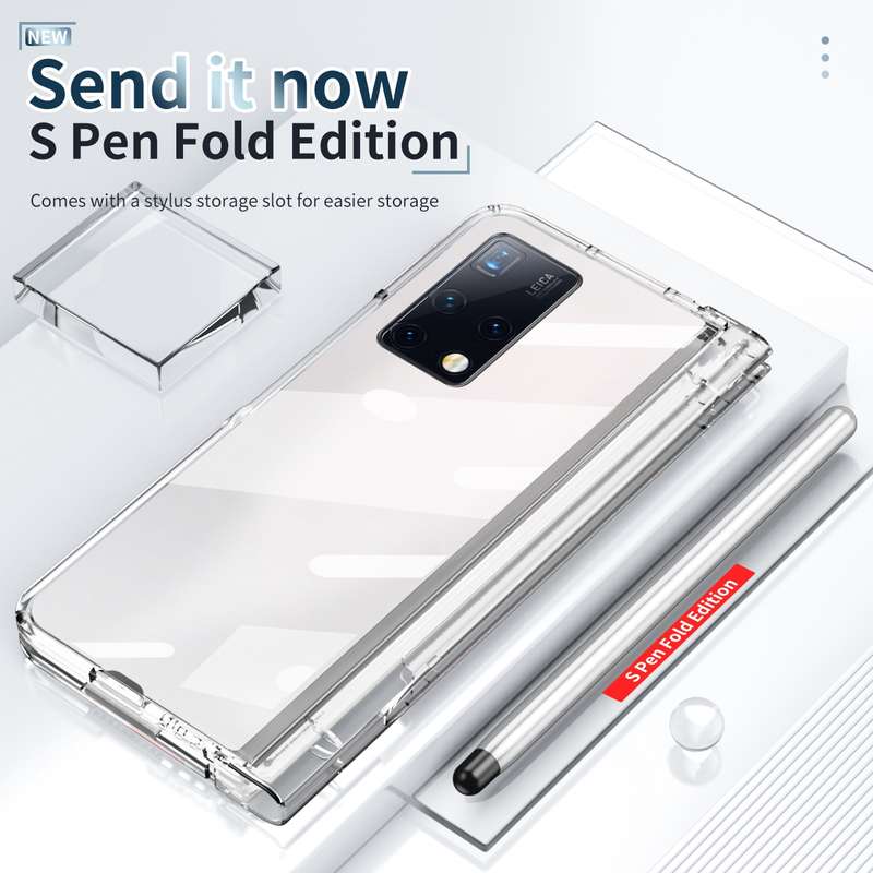 For Huawei Mate X2 Electroplating Hinge Phone Case with Stylus(Transparent)