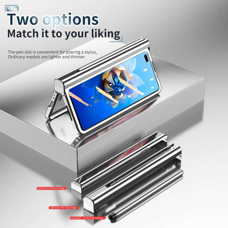 For Huawei Mate X2 Electroplating Hinge Phone Case with Stylus(Transparent)