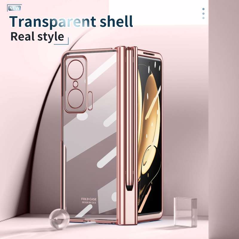 For Honor Magic V Full Body Electroplating Hinge Phone Case with Stylus(Gold)