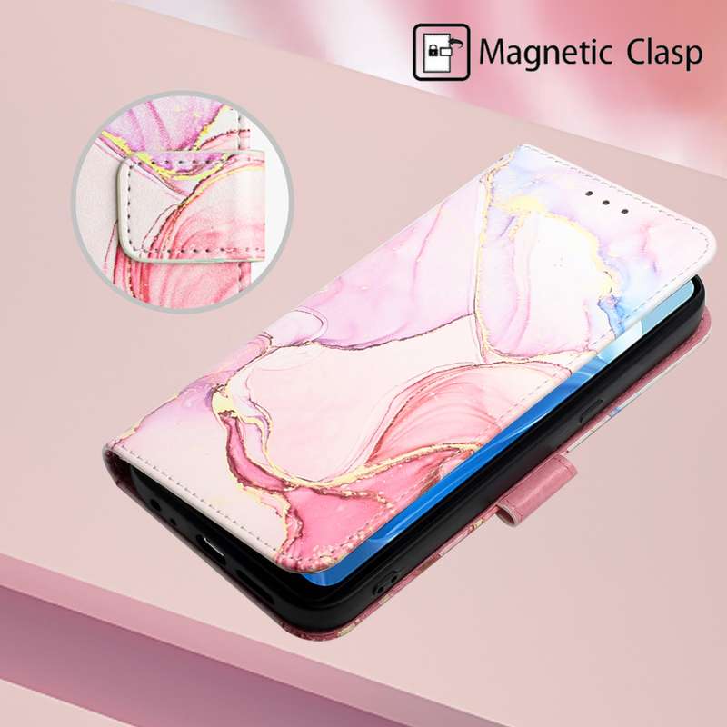 For OPPO Reno7 4G/F21 Pro PT003 Marble Pattern Flip Leather Phone Case(White Purple LS006)