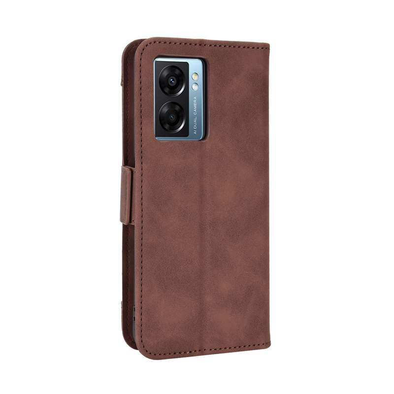 For OPPO A57 5G Skin Feel Calf Texture Card Slots Leather Phone Case(Brown)