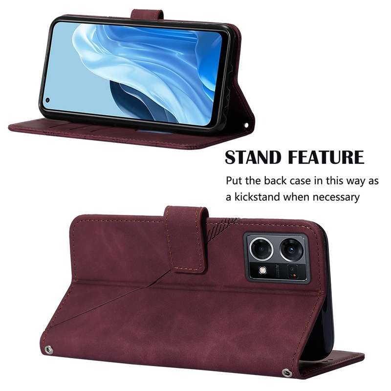 For OPPO Reno7 4G/F21 Pro Crossbody 3D Embossed Flip Leather Phone Case(Purple)