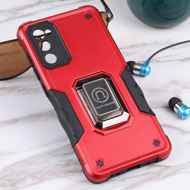 For Samsung Galaxy S20 FE Ring Holder Non-slip Armor Phone Case(Green)