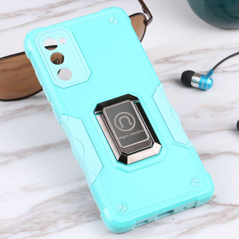 For Samsung Galaxy S20 FE Ring Holder Non-slip Armor Phone Case(Green)