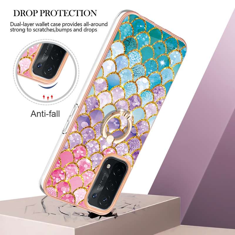 For Samsung Galaxy S22 Ultra 5G Electroplating IMD TPU Phone Case with Ring(White Marble)