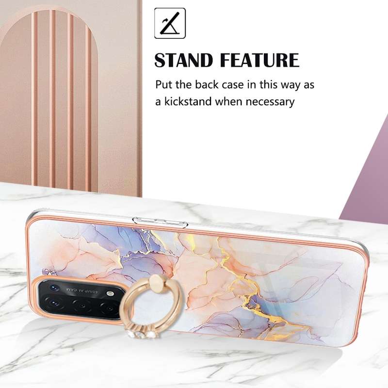 For OPPO A74 5G / A93 5G Electroplating IMD TPU Phone Case with Ring(White Marble)