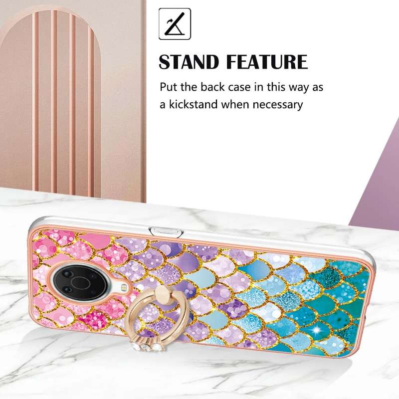 For OPPO A74 5G / A93 5G Electroplating IMD TPU Phone Case with Ring(White Marble)
