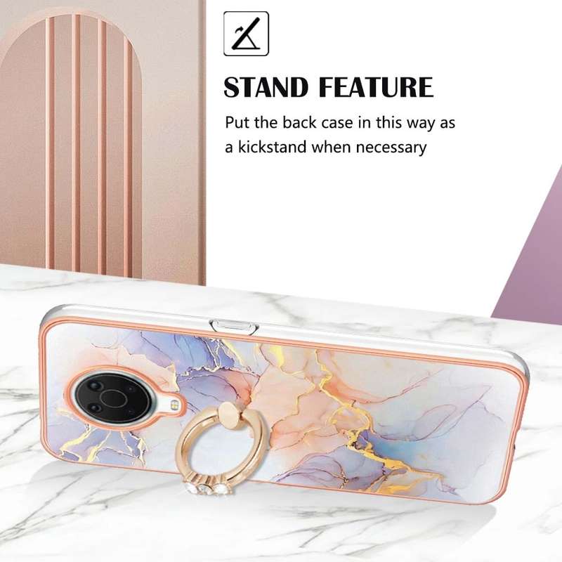 For OPPO A74 5G / A93 5G Electroplating IMD TPU Phone Case with Ring(White Marble)