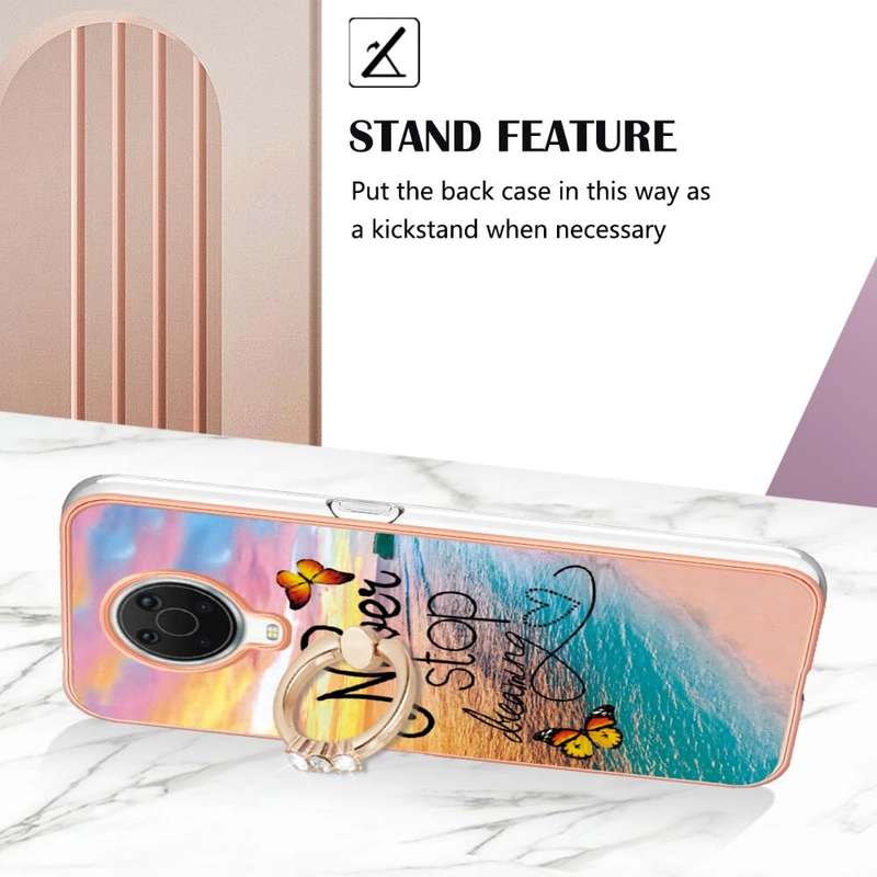 For OPPO A74 5G / A93 5G Electroplating IMD TPU Phone Case with Ring(White Marble)