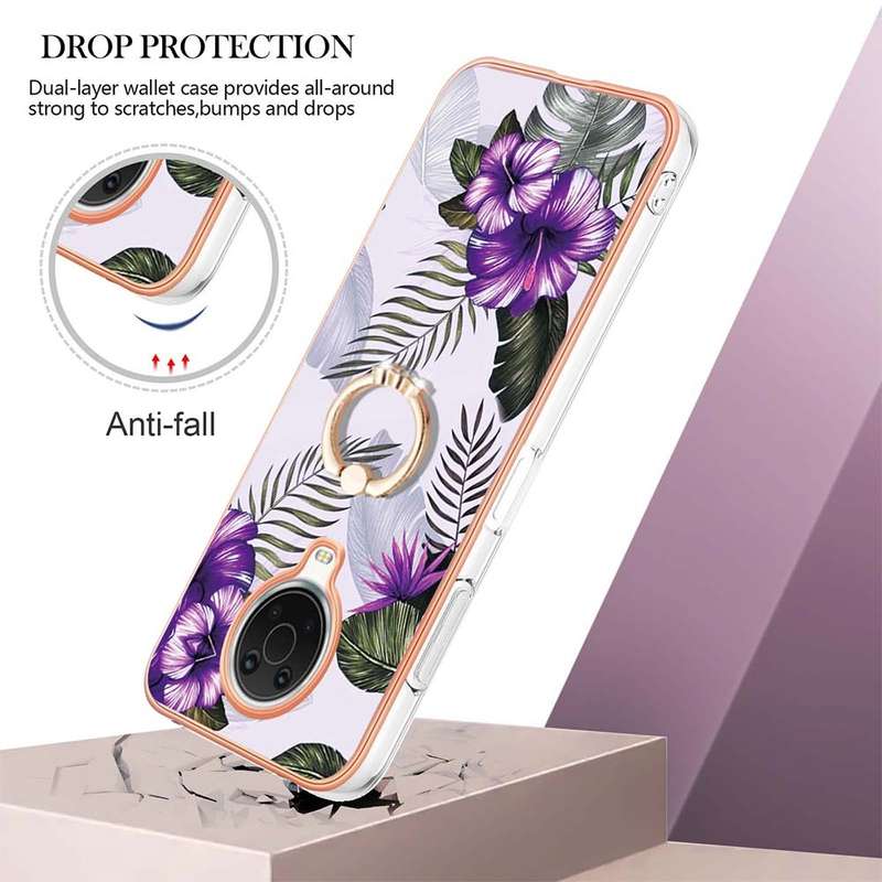 For OPPO A74 5G / A93 5G Electroplating IMD TPU Phone Case with Ring(White Marble)
