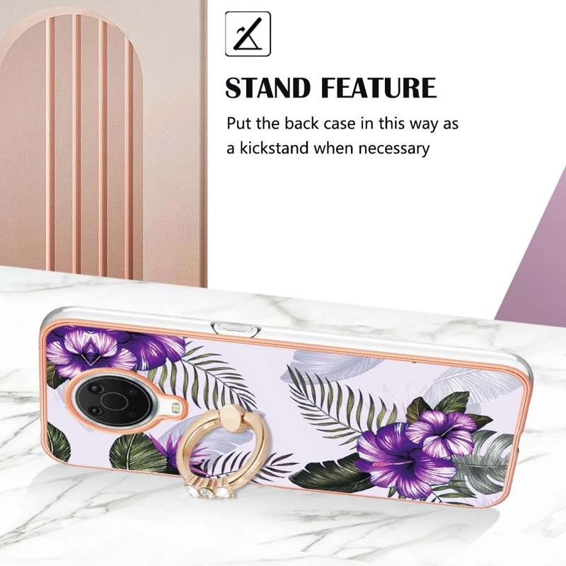 For OPPO A74 5G / A93 5G Electroplating IMD TPU Phone Case with Ring(White Marble)