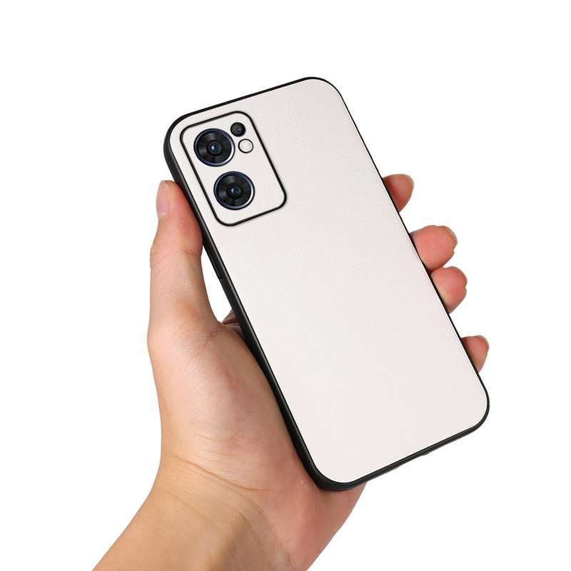 For OPPO Reno7 5G International Accurate Hole Two-color Litchi Texture PU Phone Case(Pink)