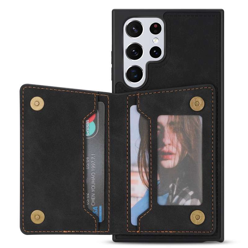 For Samsung Galaxy S22 Ultra 5G Zipper Card Holder Phone Case(Rose Gold)