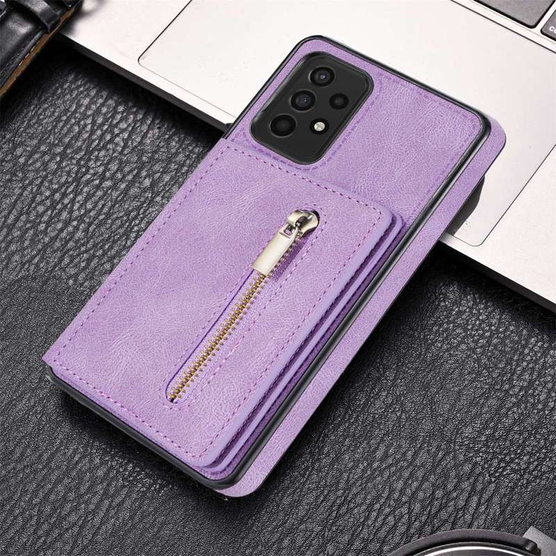 For Samsung Galaxy A53 5G Zipper Card Holder Phone Case(Purple)
