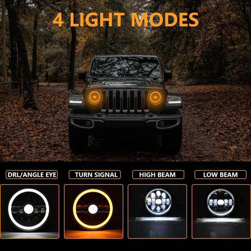 Car 7 inch Double Angel Eye Headlight