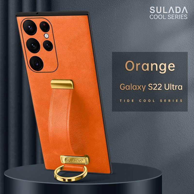For Samsung Galaxy S22 Ultra 5G SULADA Cool Series PC + Leather Texture Skin Feel Shockproof Phone C