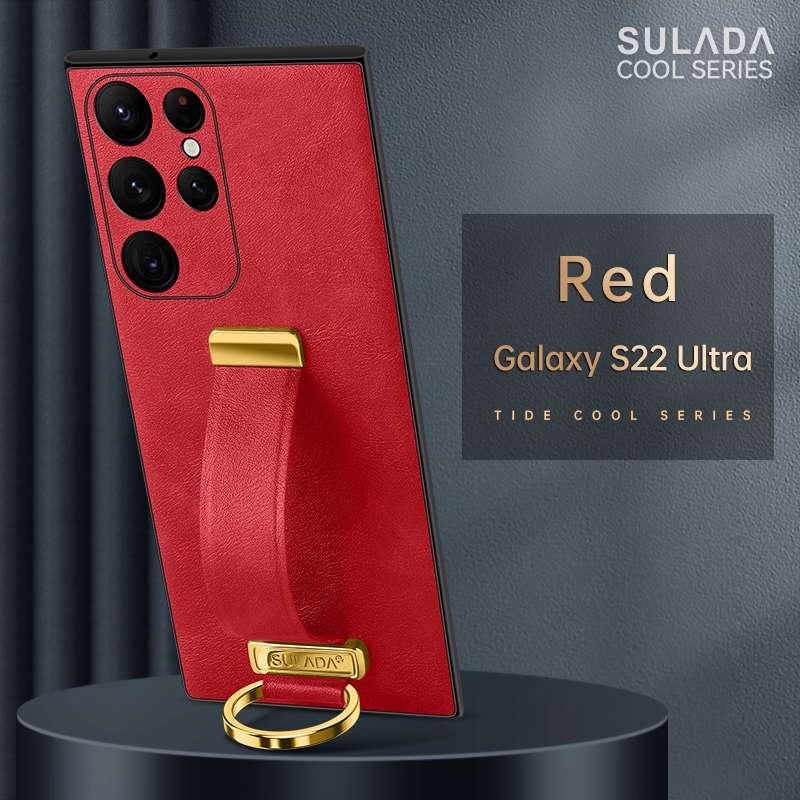 For Samsung Galaxy S22 Ultra 5G SULADA Cool Series PC + Leather Texture Skin Feel Shockproof Phone C