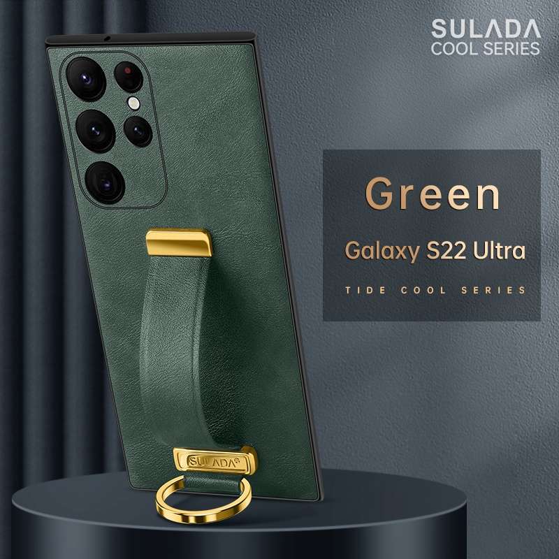 For Samsung Galaxy S22 Ultra 5G SULADA Cool Series PC + Leather Texture Skin Feel Shockproof Phone C