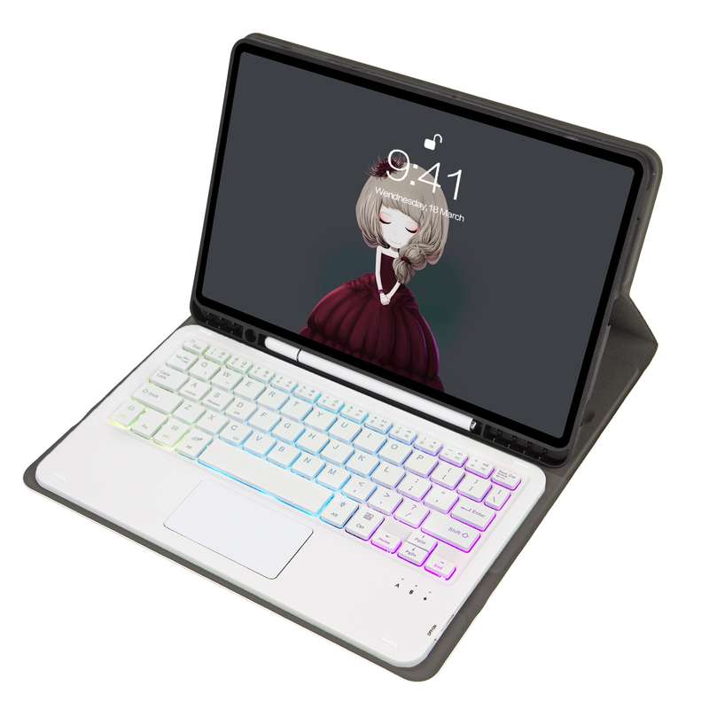 For Samsung Galaxy Tab S6 Lite A610B-AS Lambskin Texture Backlight Bluetooth Keyboard Leather Tablet
